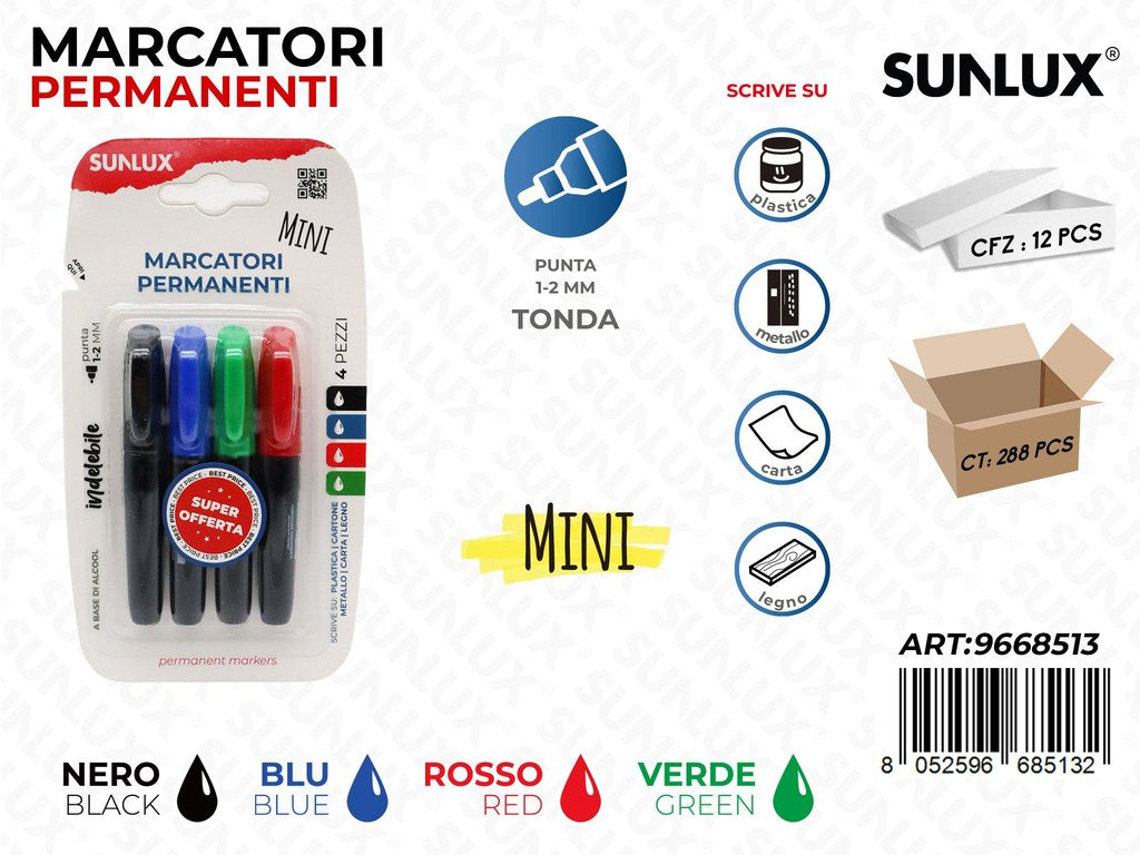 Sunlux Pennarelli Indel. Mini Ass. 4PCS 1-2MM