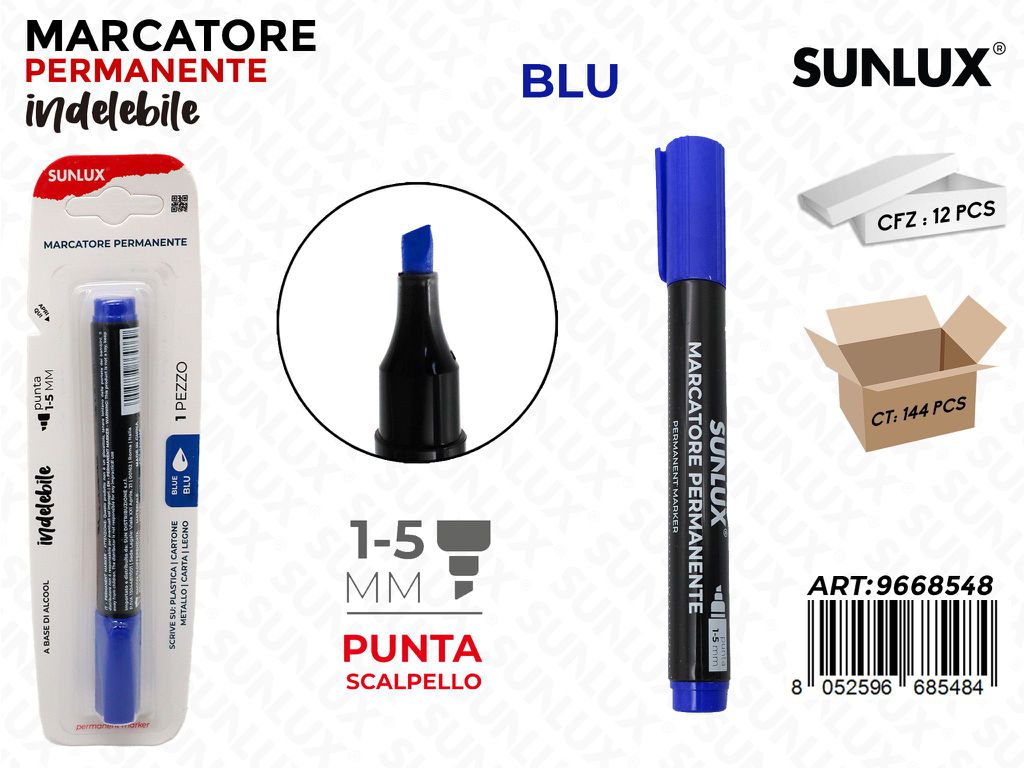 Sunlux Marcatore Perman. Indel. Blu 1-5MM