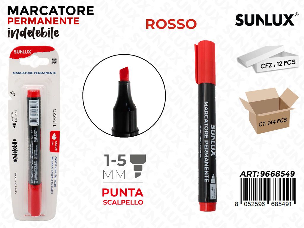 Sunlux Marcatore Perman. Indel. Rosso 1-5MM
