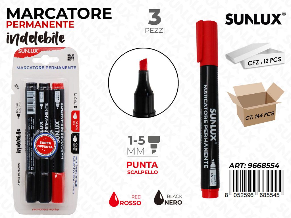 Sunlux Sunlux Marcatore Perman. Indel. Ass. 1-5MM 3PCS