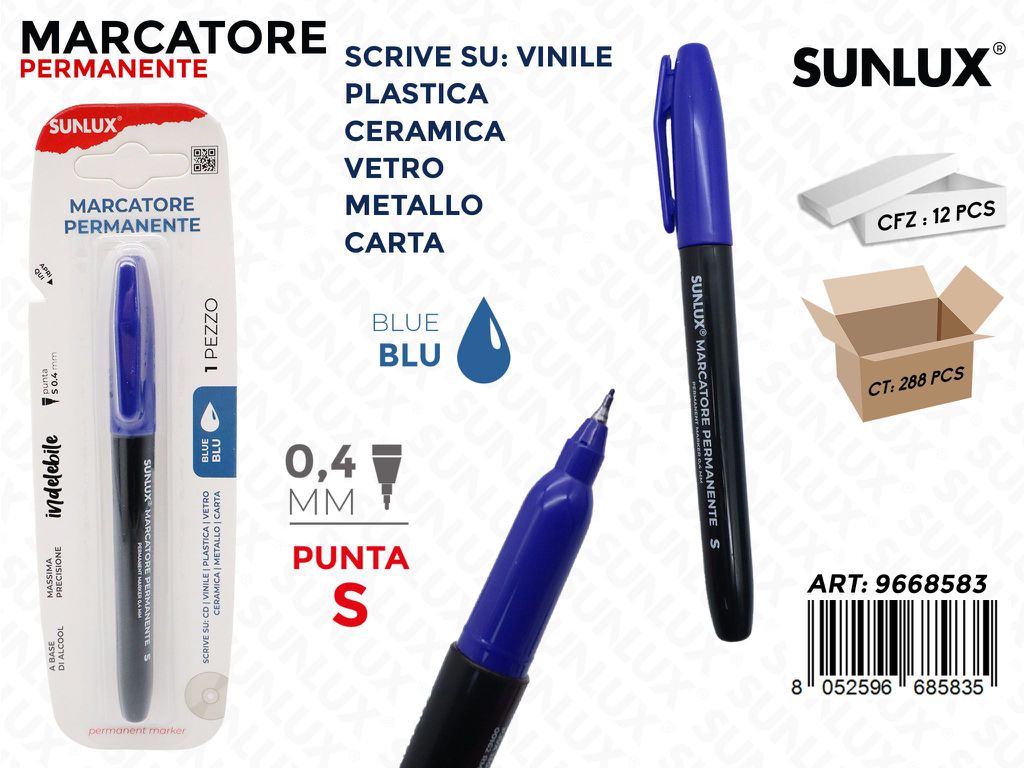 Sunlux Marcatore Permanente Blu S 0.4MM