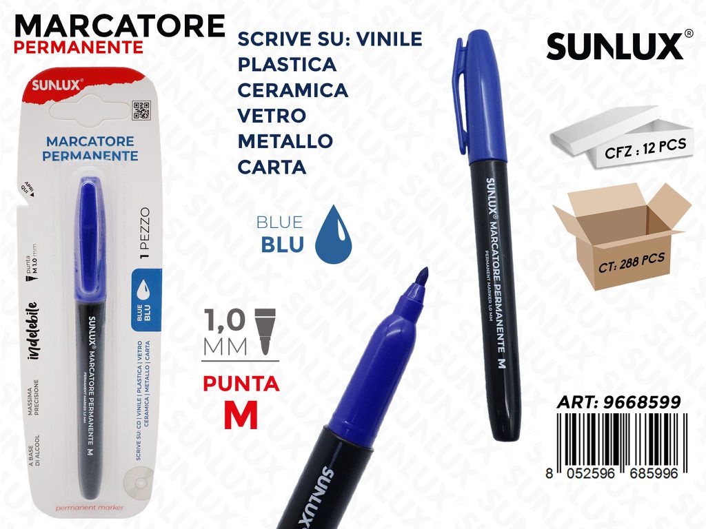 Sunlux Marcatore Permanente Blu M 1.0MM