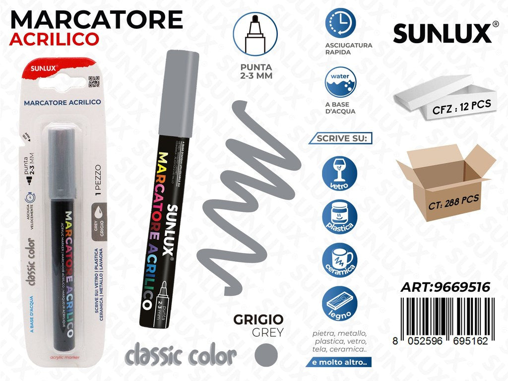 Sunlux Marcatore Acrilico Grigio 2-3MM