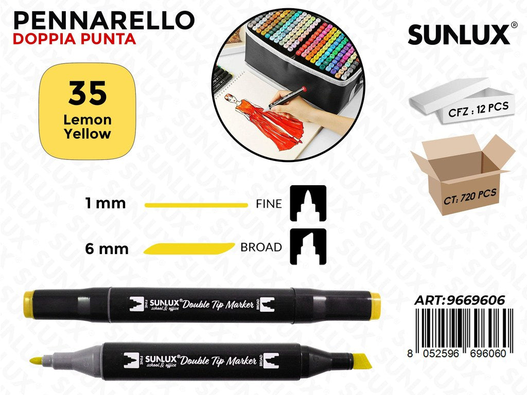 Sunlux Double Tip Marker N.35 Lemon Yellow