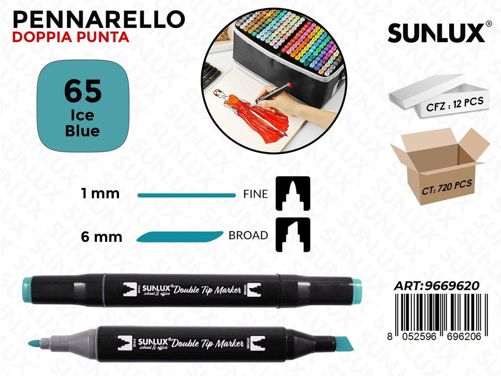 Sunlux Double Tip Marker N.65 Ice Blue