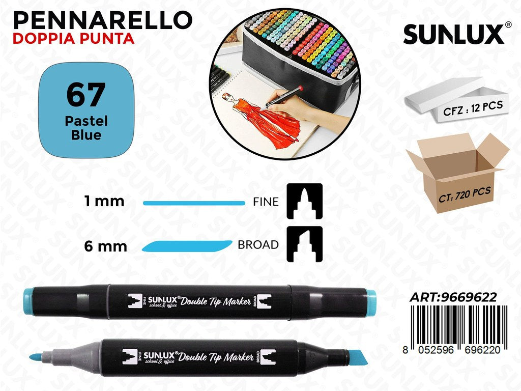 Sunlux Double Tip Marker N.67 Pastel Blue