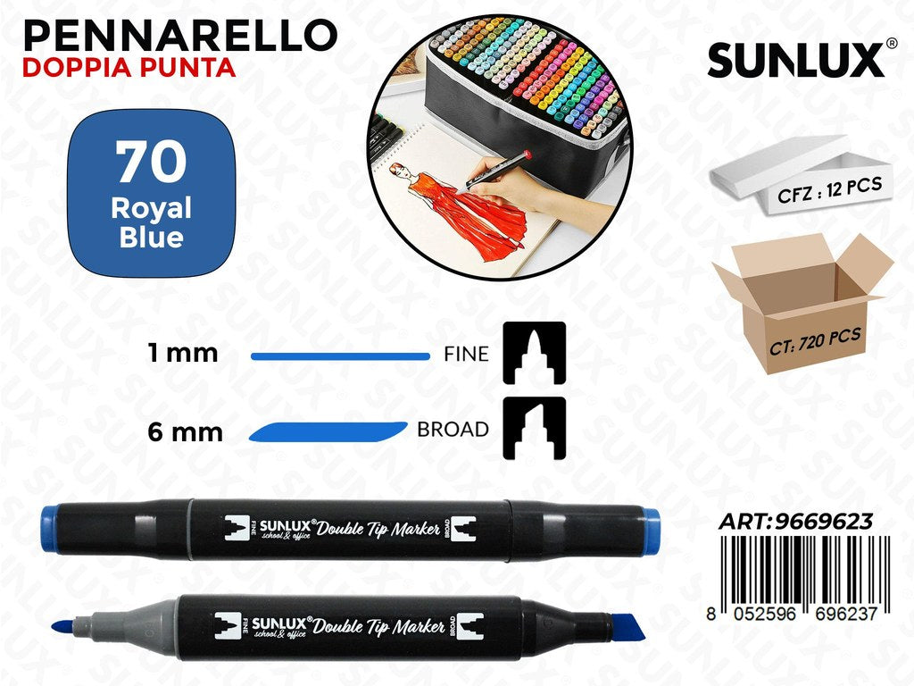 Sunlux Double Tip Marker N.70 Royal Blue