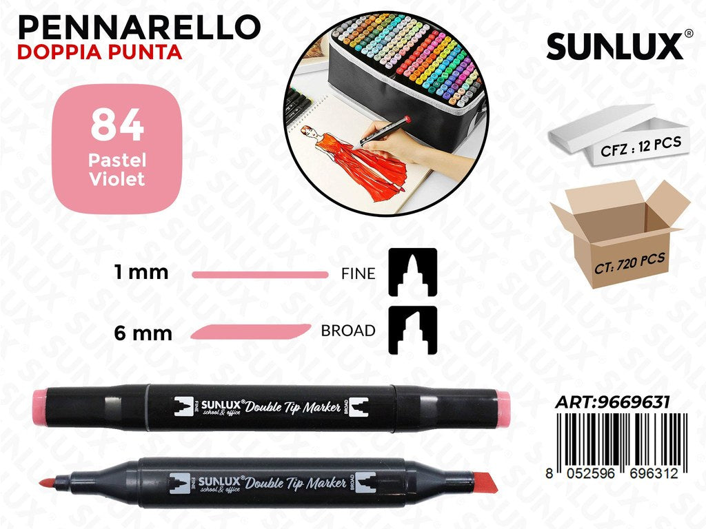 Sunlux Double Tip Marker N.84 Pastel Violet