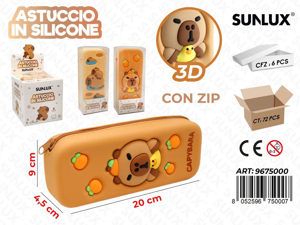 Astuccio In Silicone 3D C/ Zip 20*9*4.5Cm