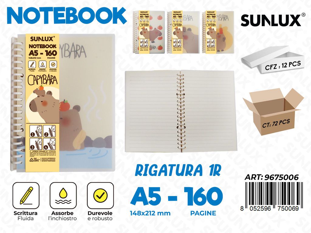 Notebook C/Anelli A5 Rig. 1R 160Pag.