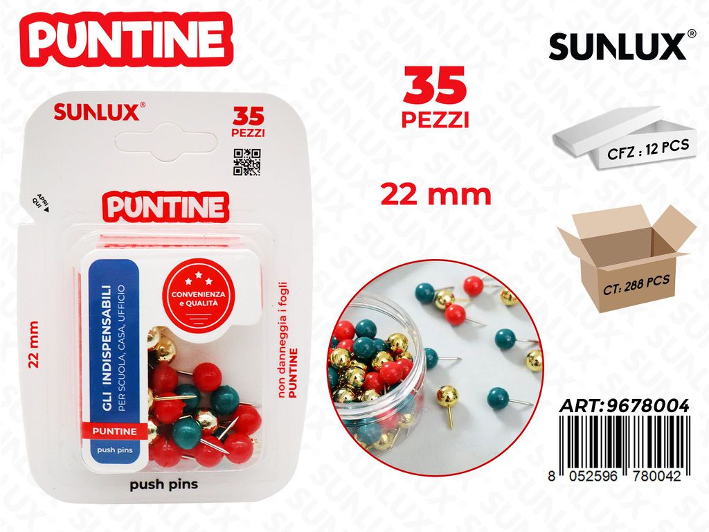 Sunlux Puntine Natale 35PCS 22MM Ass.