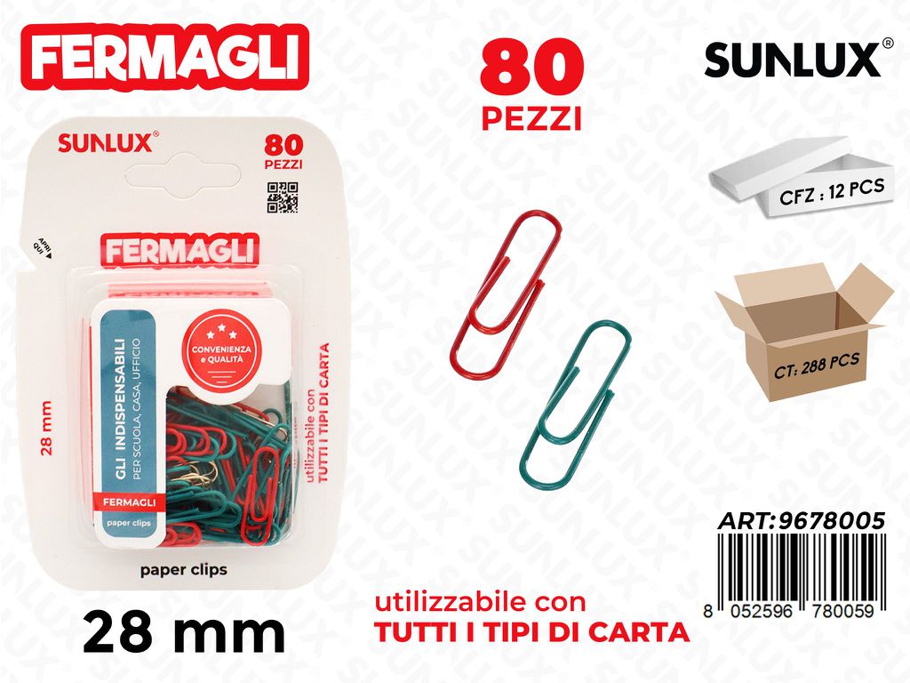 Sunlux Fermagli Natale 80PCS 28MM Ass.