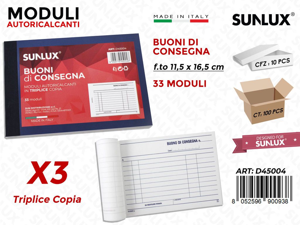 Buono di Consegna 3COPIE 33MOD 11.5*16.5CM