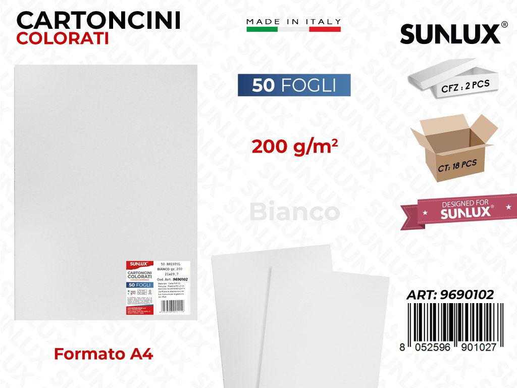 Cartoncino Bianco 200GR F.to A4 50FF