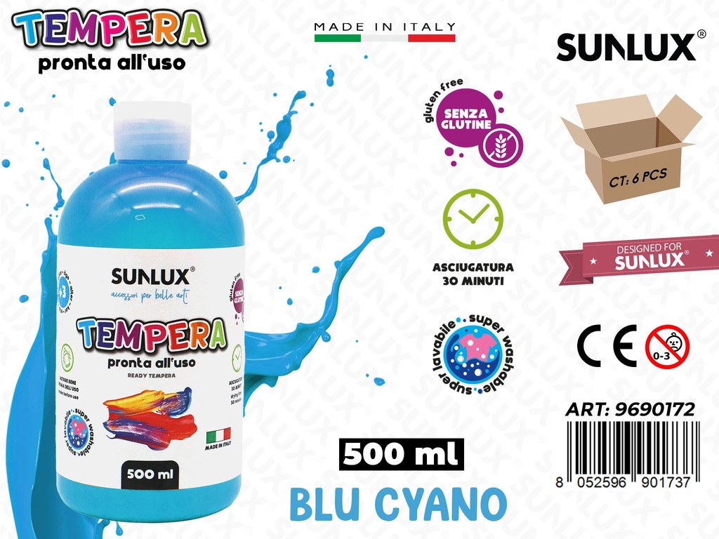 Tempera Pronta Blu Cyano 500ML