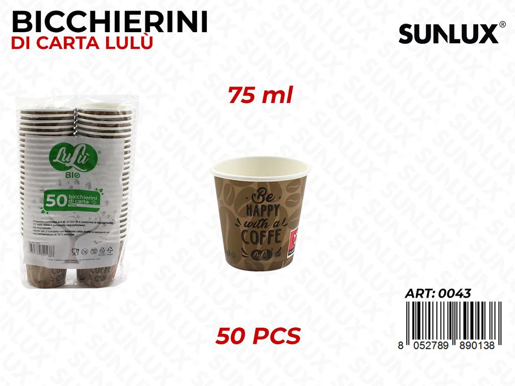 Bicchierini Bio Coffe Be Happy 75ML 50PCS