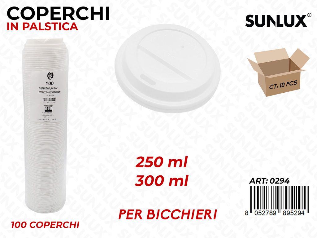 Coperchi in Pastica per Bicchieri 250-300ML 100PCS