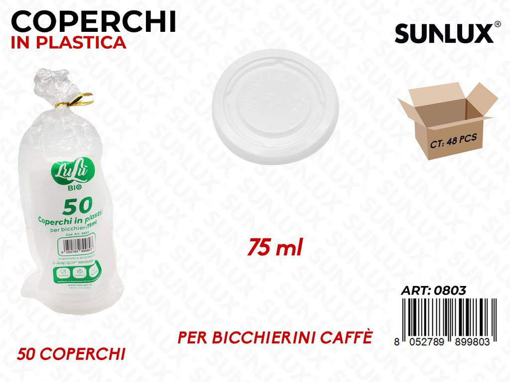 Coperchi in Pastica per Bicchierini 75ML 50PCS