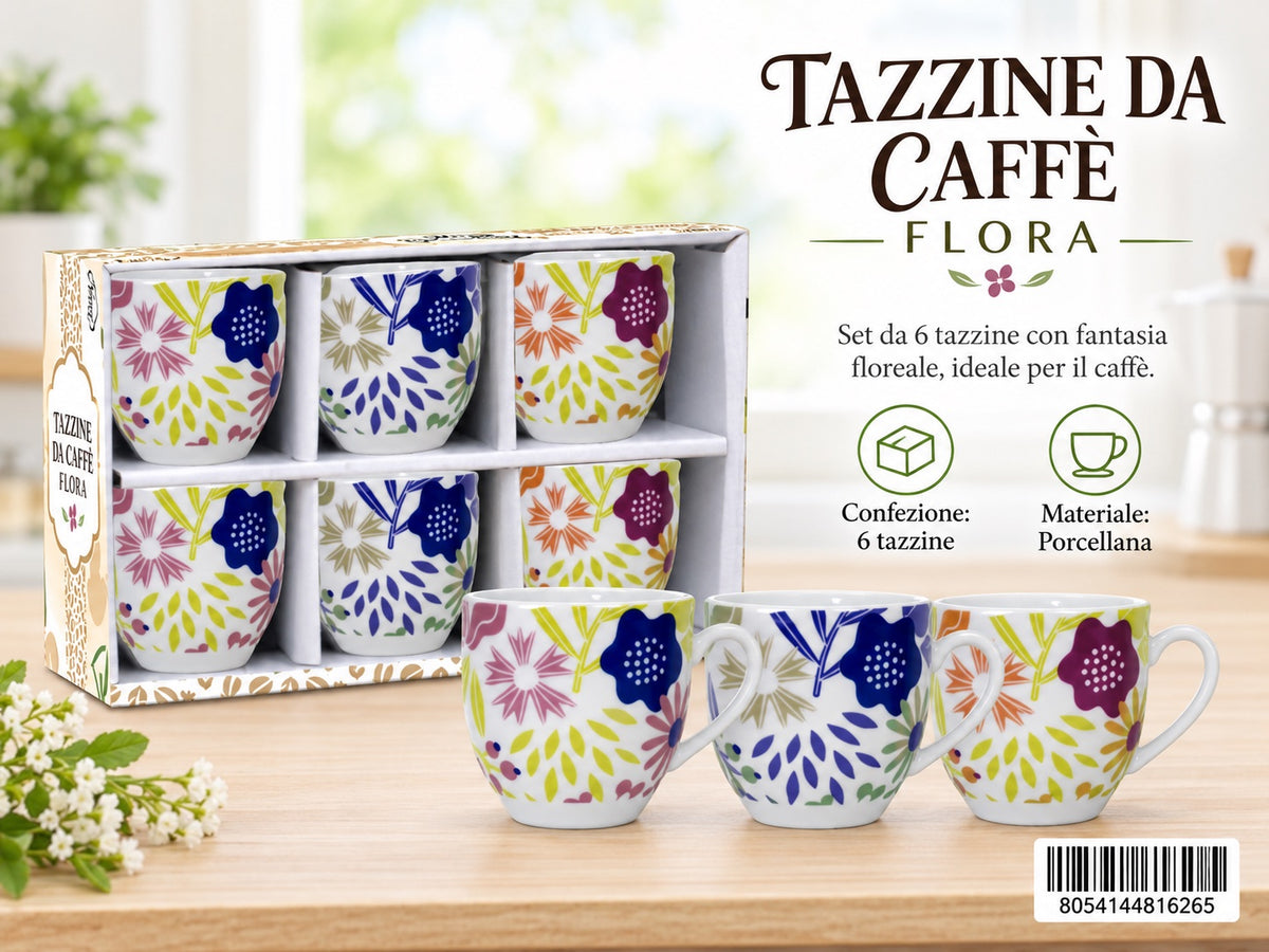 6 Tazzina Ceramica 90Cc - Flora
