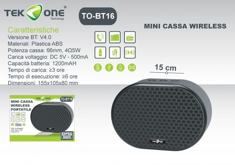 Mini Cassa Wireless Portatile BT16