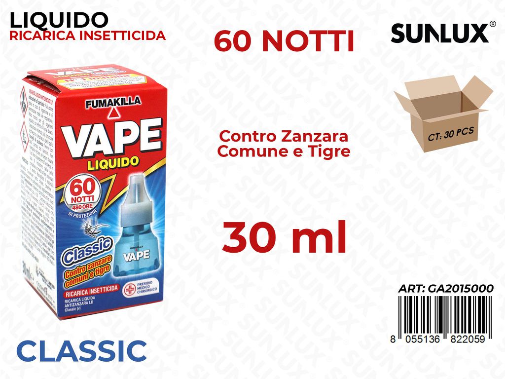 Vape Ricarica Liq. Classic 60NOTTI 30ML