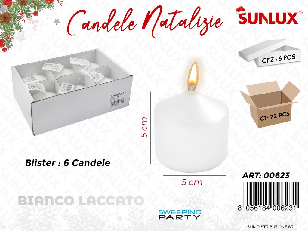 Candele Natalizie Bianco Lacc. 5*5CM