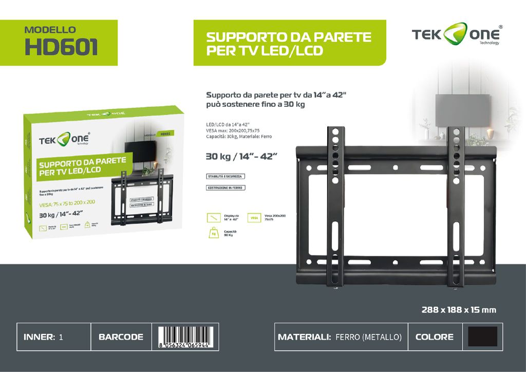 Supporto Da Parete Per Tv LED/LCD 14-42'' 30KG