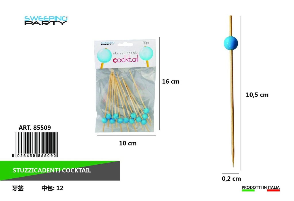 Stuzzicadenti 10 Cm 12Pz Perla Celeste