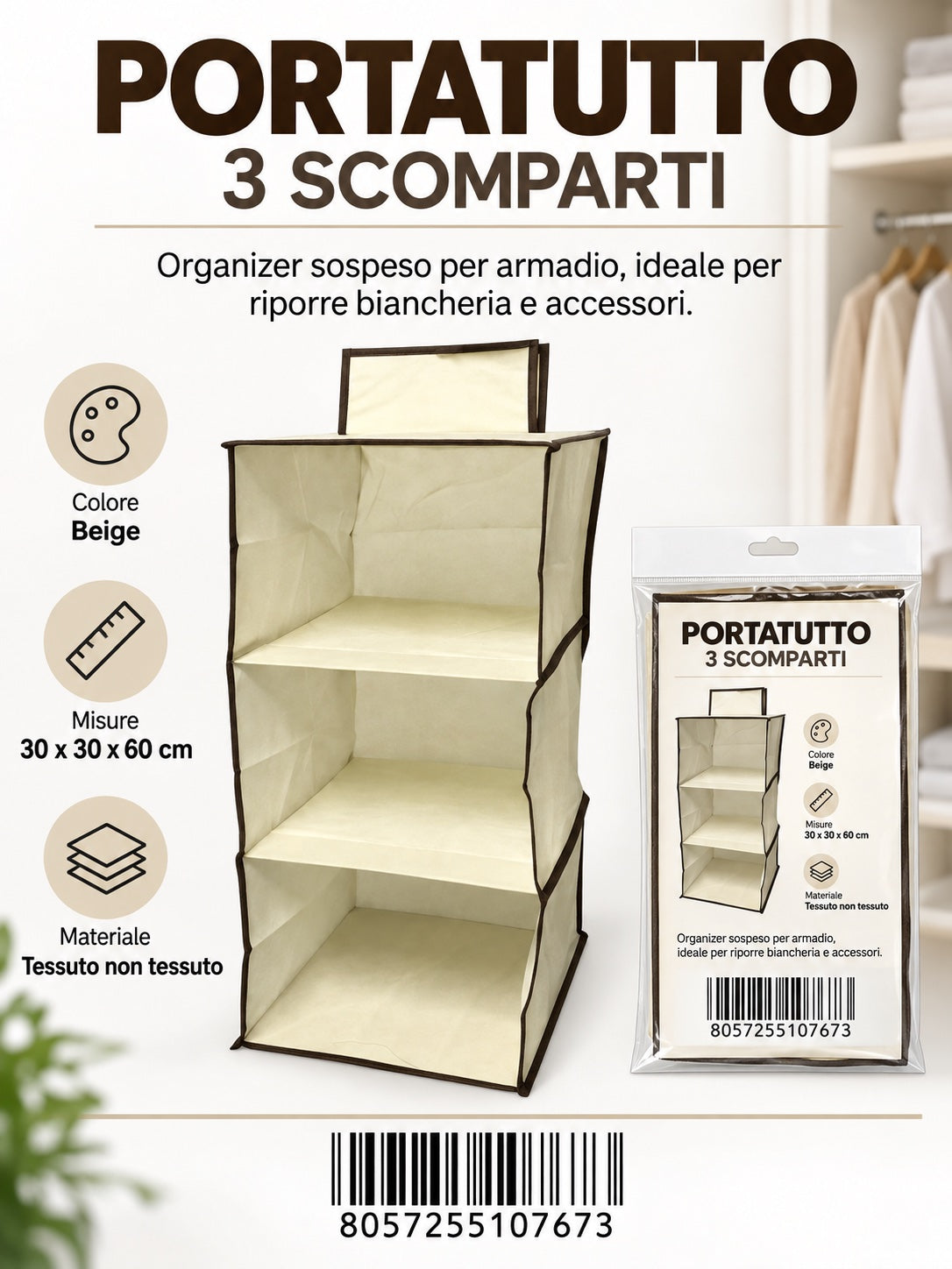 10767 Portaoggetti Tnt Stile3 3Piani 30*30*60Cm Ct 24