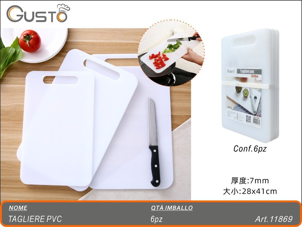 11869 Tagliere Pvc Bianco 28X41Cm Ct 36
