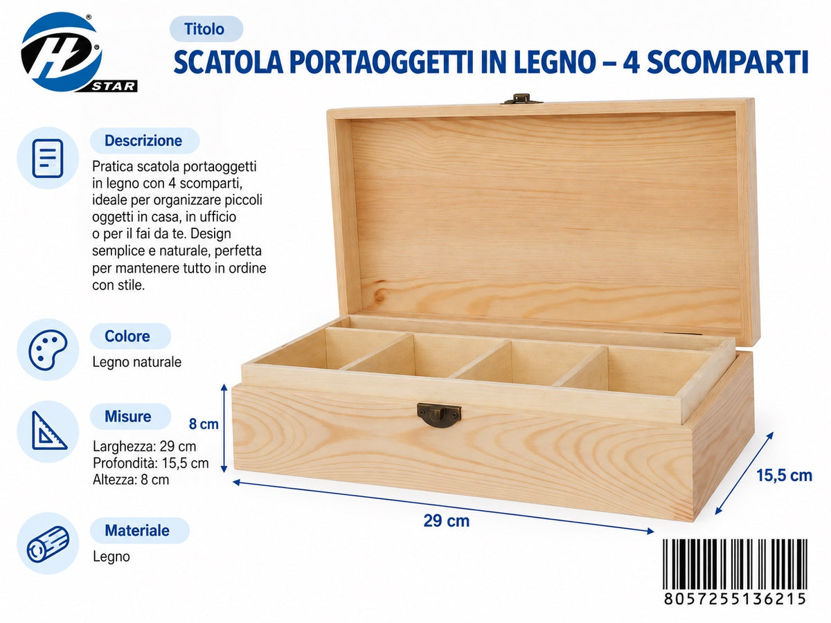 13621 Scatola Portaoggetti Di Legno Ct 36