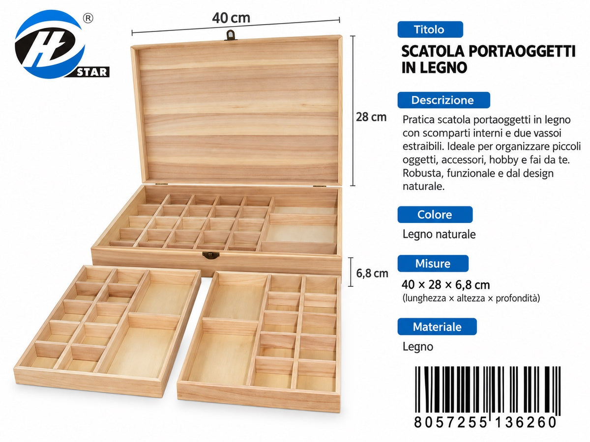 13626 Scatola P/Oggetti Di Legno Ct 8