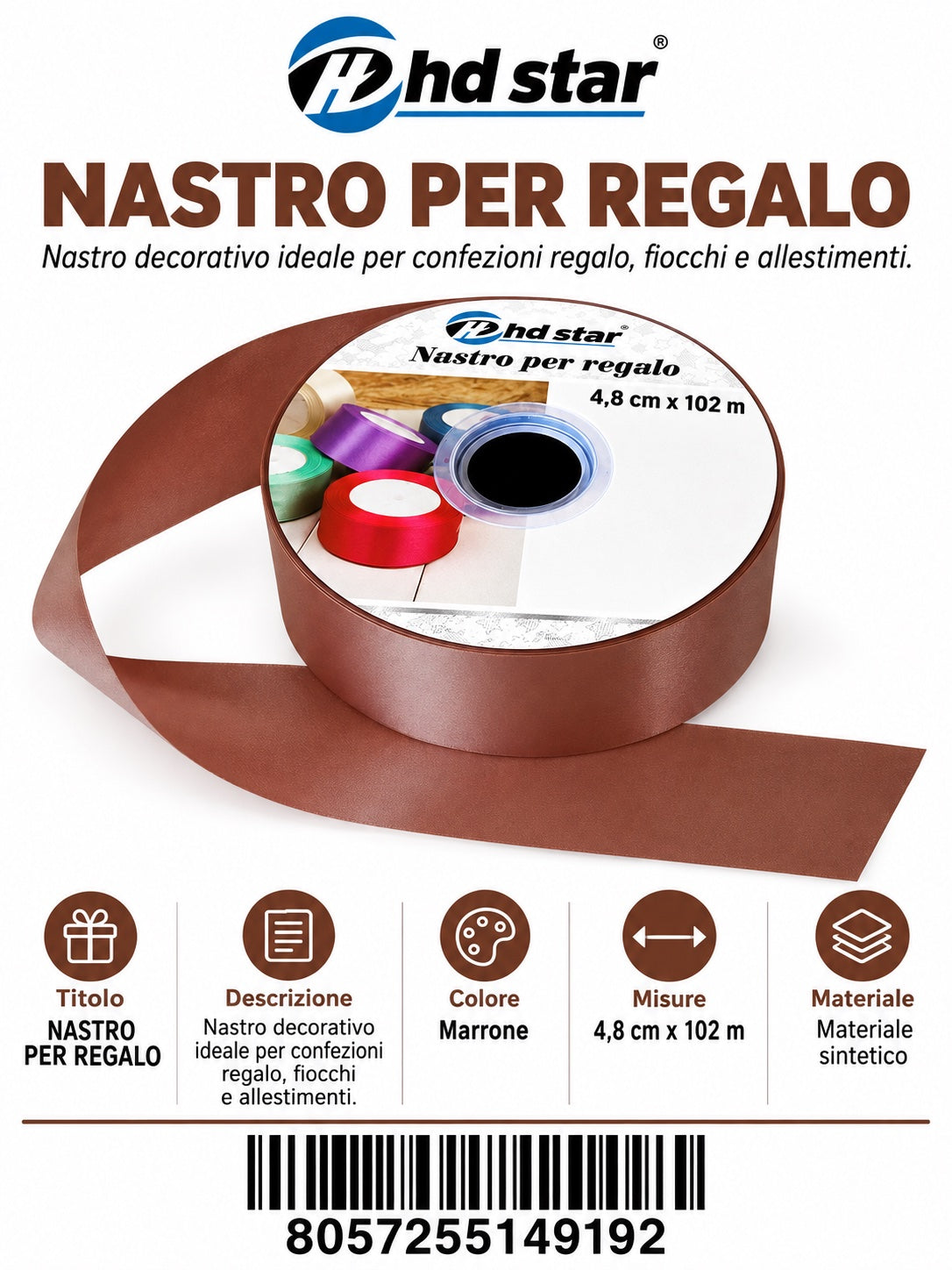 14919 Nastro Regalo D 4.8Cmx100Y 1/6 Ct 50