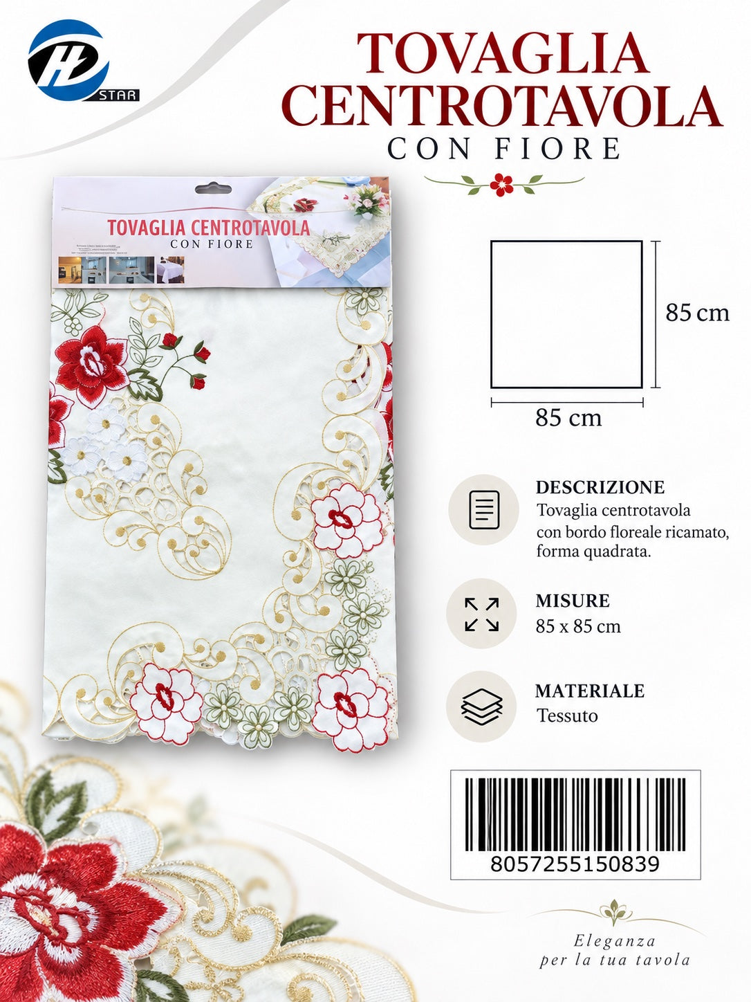 15083 Tovaglia Centrotavola 85X85Cm