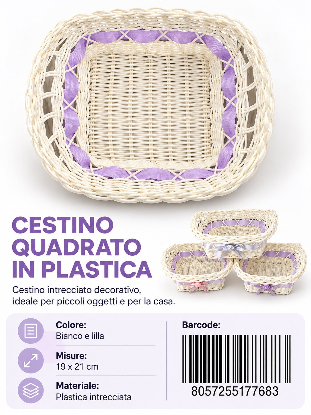 17768 Cesto Intrecciato In Plastica Ct 150