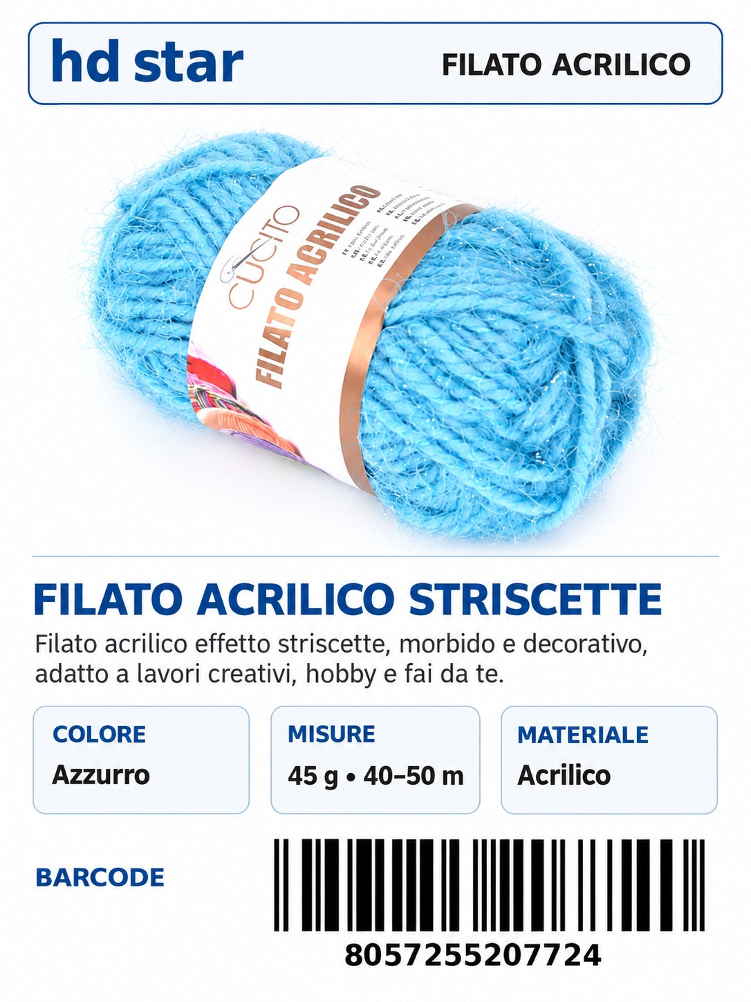 20772 Lana Acrilica Striscette 45G 1/10 Ct120 45 (606 )