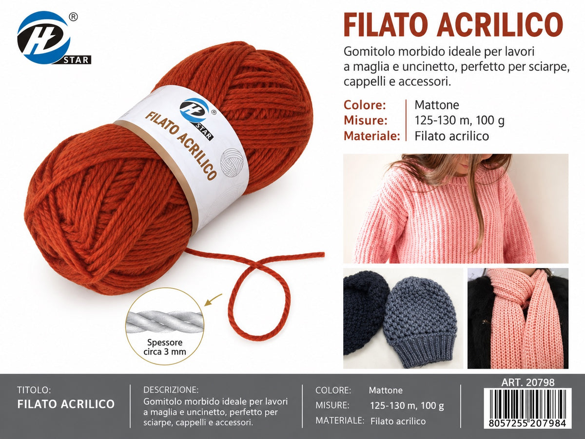 20798 Lana Acrilica 100G 125Mt 1/6 Ct72 848# (533 )