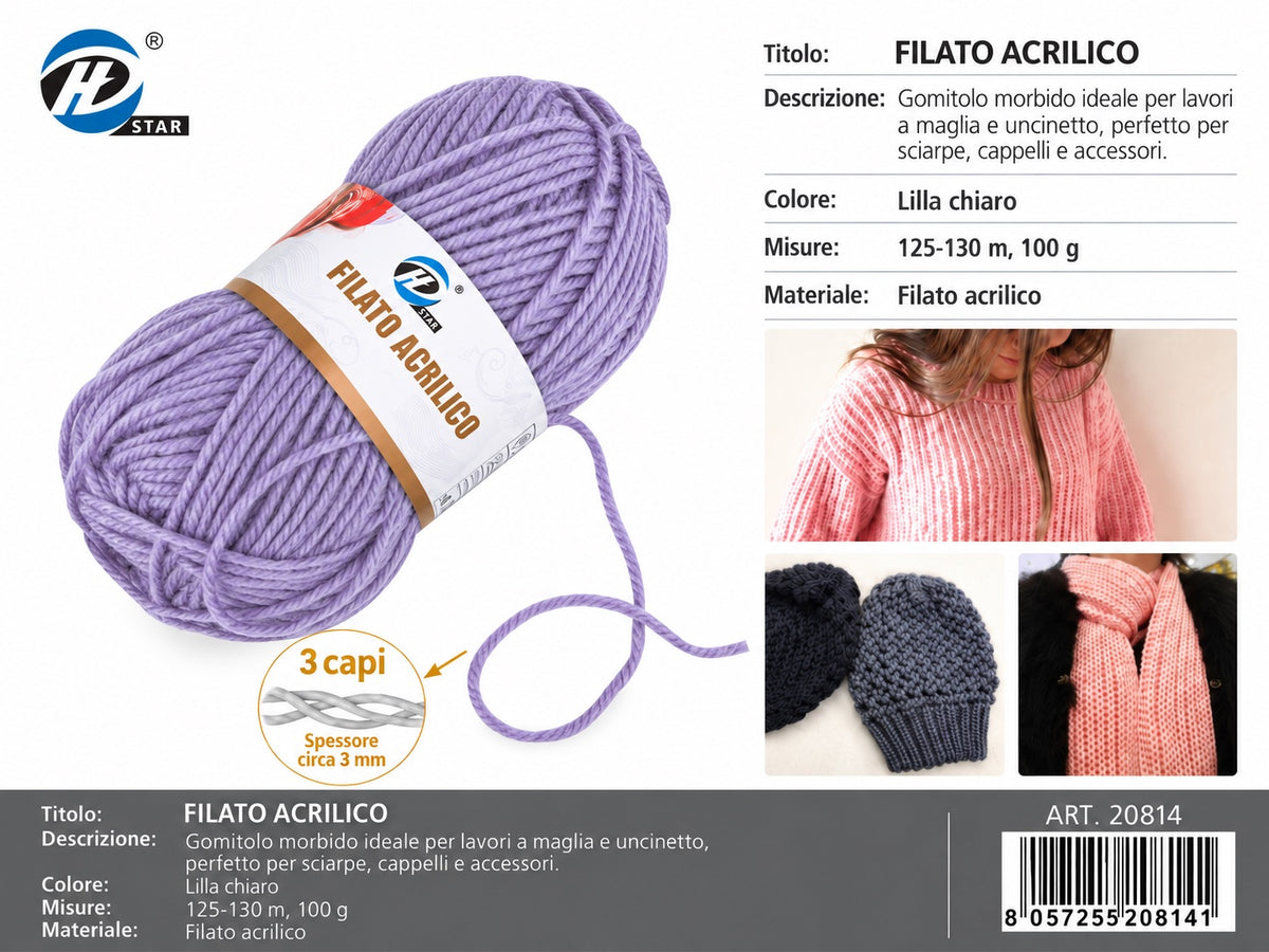 20804 Lana Acrilica 100G 125Mt 1/6 Ct72 848# (545 )