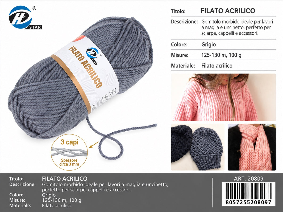 20809 Lana Acrilica 100G 125Mt 1/6 Ct72 848# (552 )