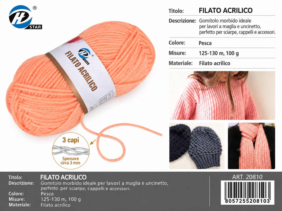 20810 Lana Acrilica 100G 125Mt 1/6 Ct72 848# (554 )