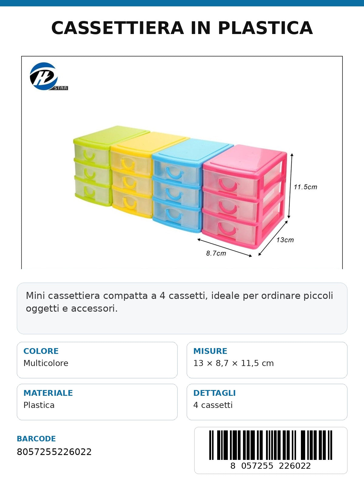 Cassetti Di Plastica 3 Piani Ct 72