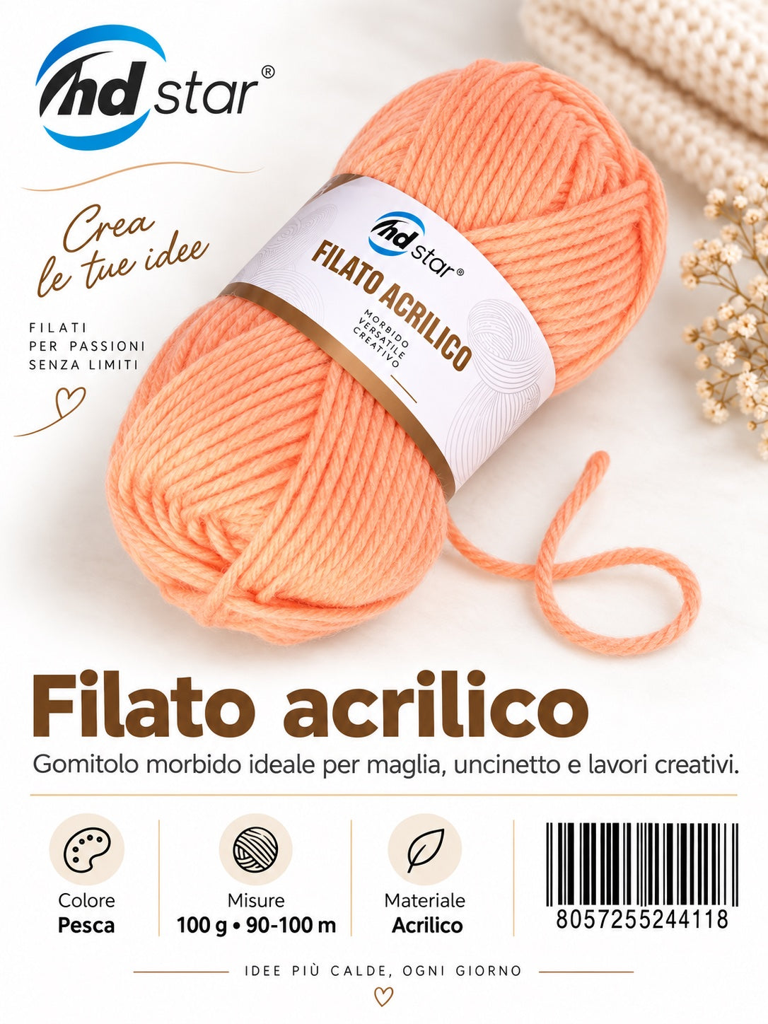 24411 Lana Acrilica 100G 130Mt 1/6 Ct72 836# (554 )