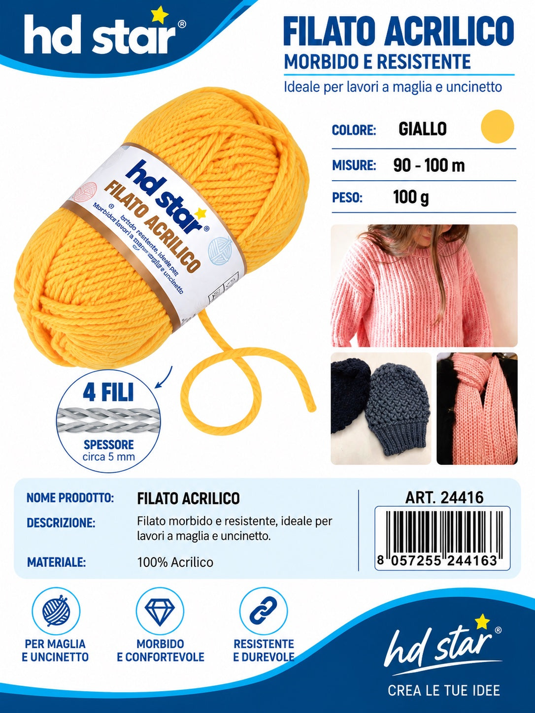 24416 Lana Acrilica 100G 130Mt 1/6 Ct72 836# (531 )
