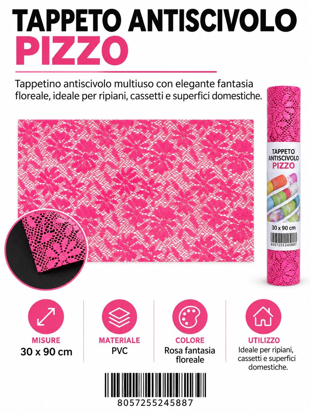 24588 Tappeto Antis.Pizzo 30X90Cm 1/12 Ct 72