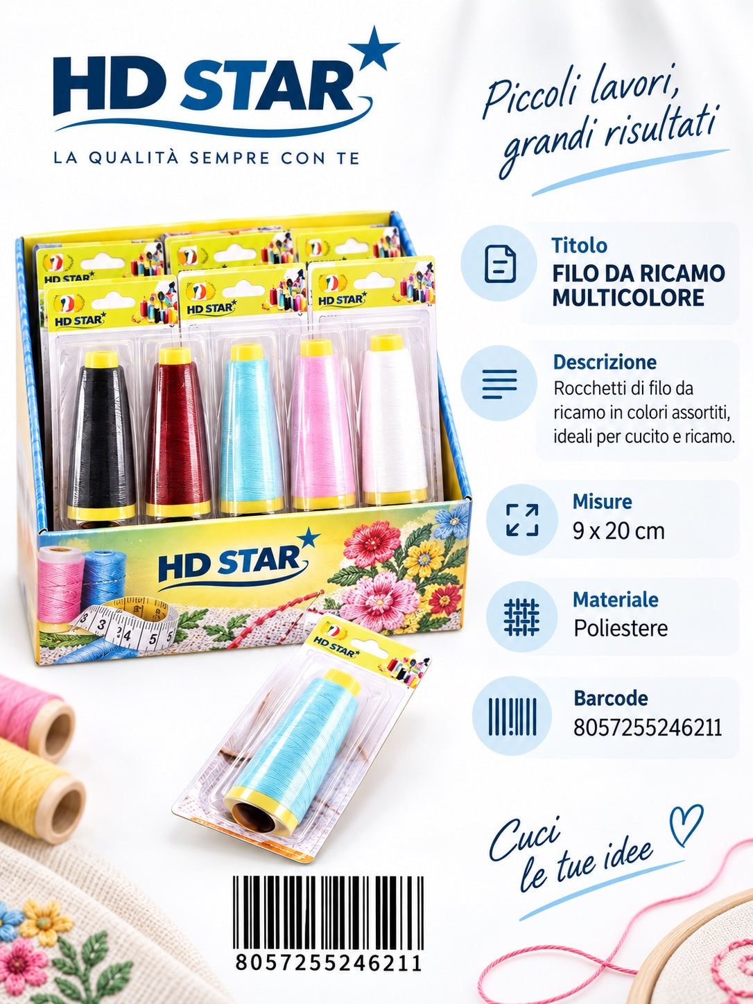 24621 Filo Da Ricamo Multicolore 1/12 Ct 240