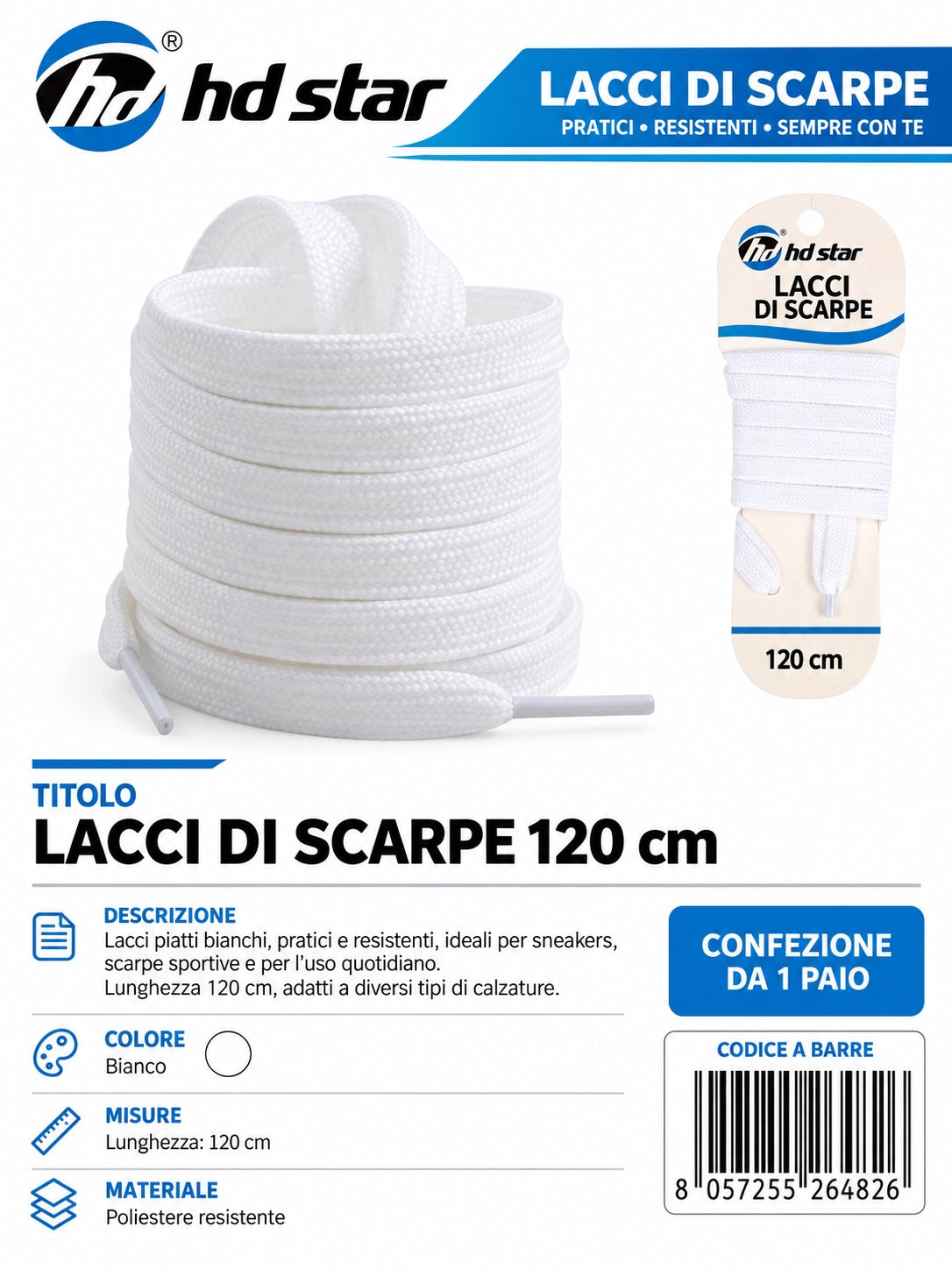 26482 Lacci Piatti 120Cm 1/12