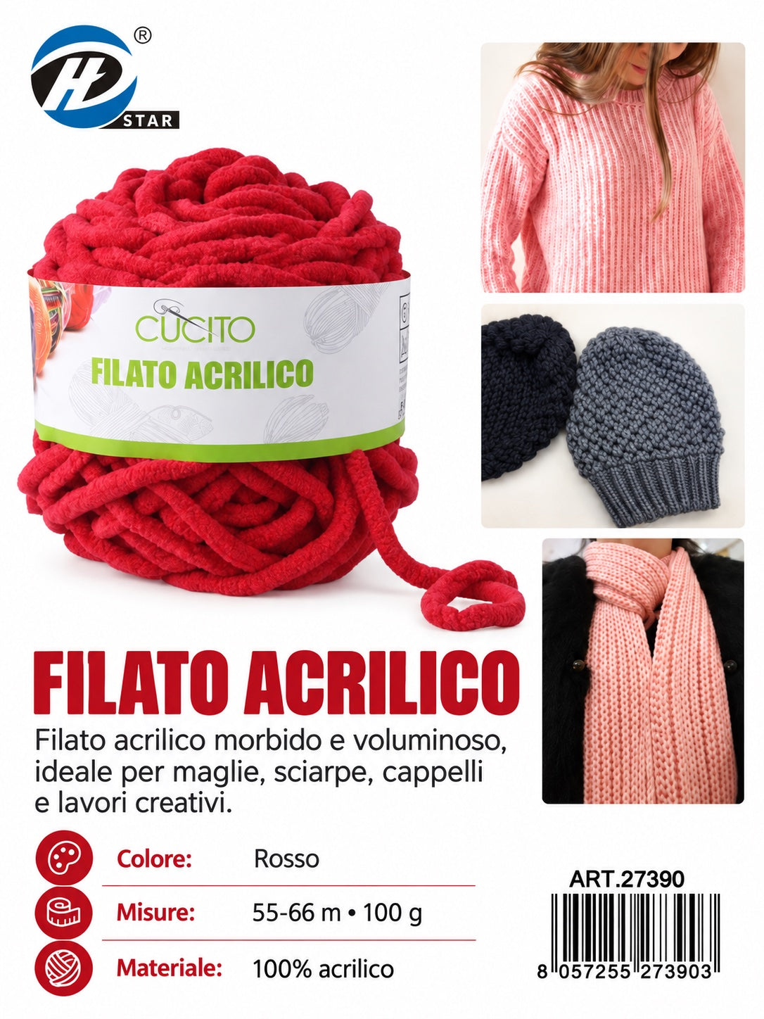 27390 Lana Acrilica 100G 1/6 Ct72 ( )100