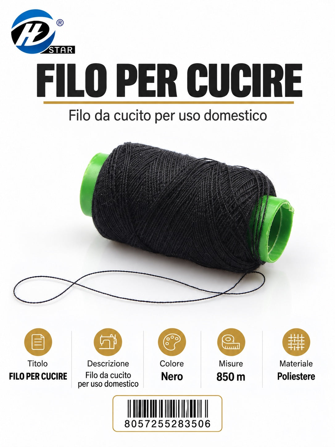 28350 Filo Per Cucire 850Cm 1/12 Ct 240