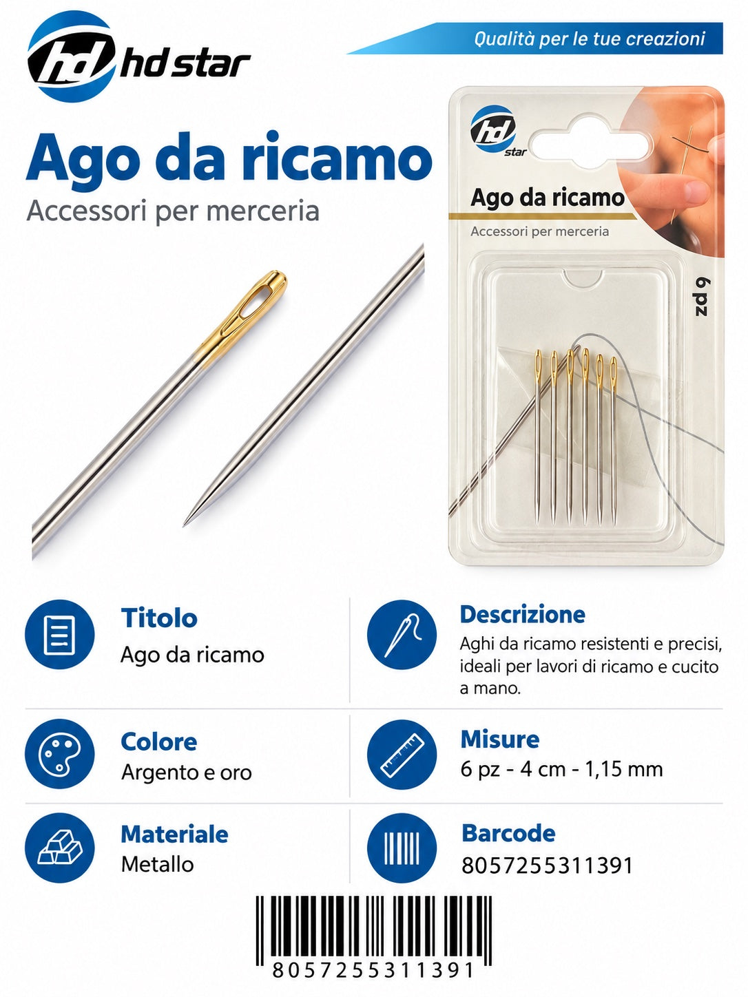31139 Ago Da Ricamo 6Pz 1/24