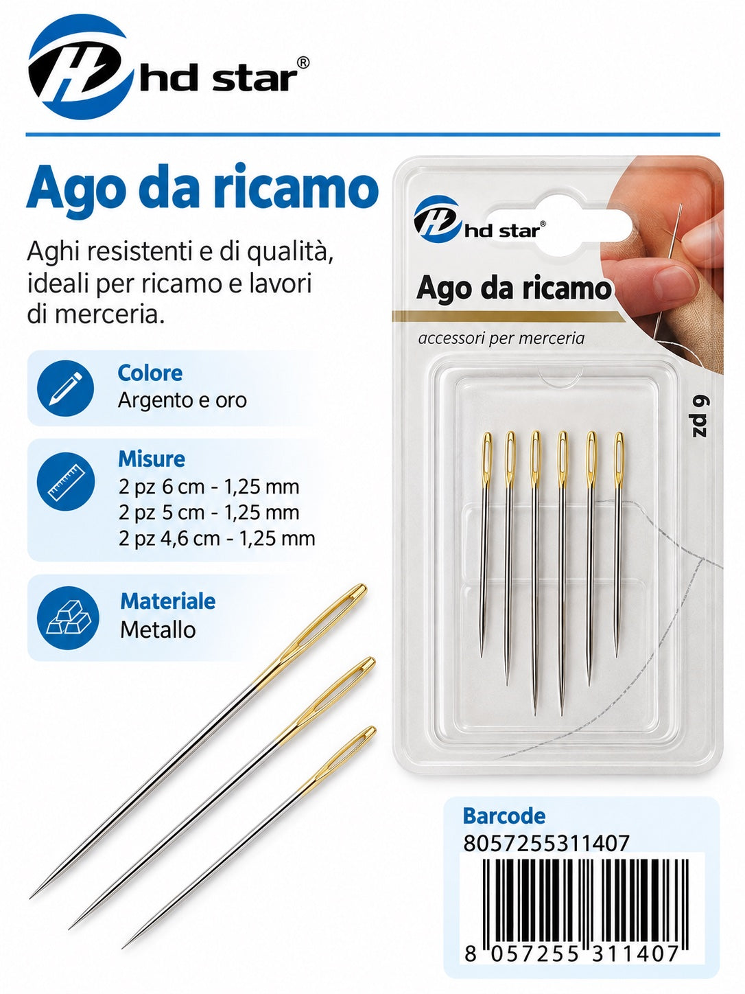 31140 Ago Da Ricamo 6Pz 1/24